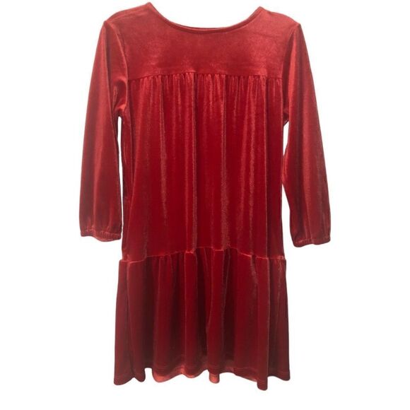 KIDS Girls Cooper Key Holiday Red Velvet Velour Long Sleeves Holiday Dre… - Picture 3 of 7